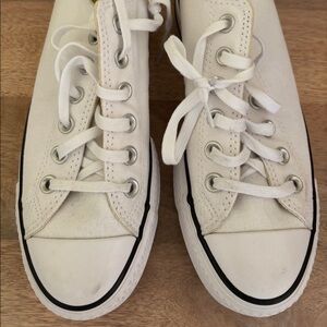 White low top platform converse